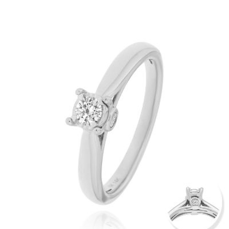 Joyeria Fina GVR | Anillo Compromiso Oro Bco Con Diamante Oro Blanco