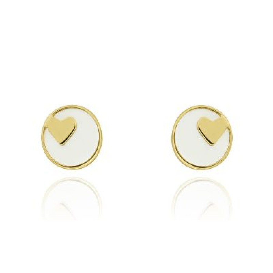 Joyeria Fina GVR | Broqueles Redondo Mini Corazon Oro14K