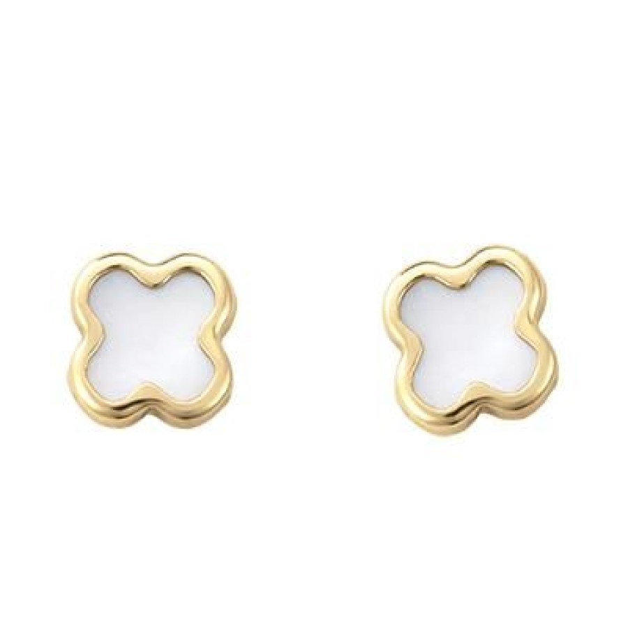 Joyeria Fina GVR | Broqueles Oro 14K Con Madre Perla