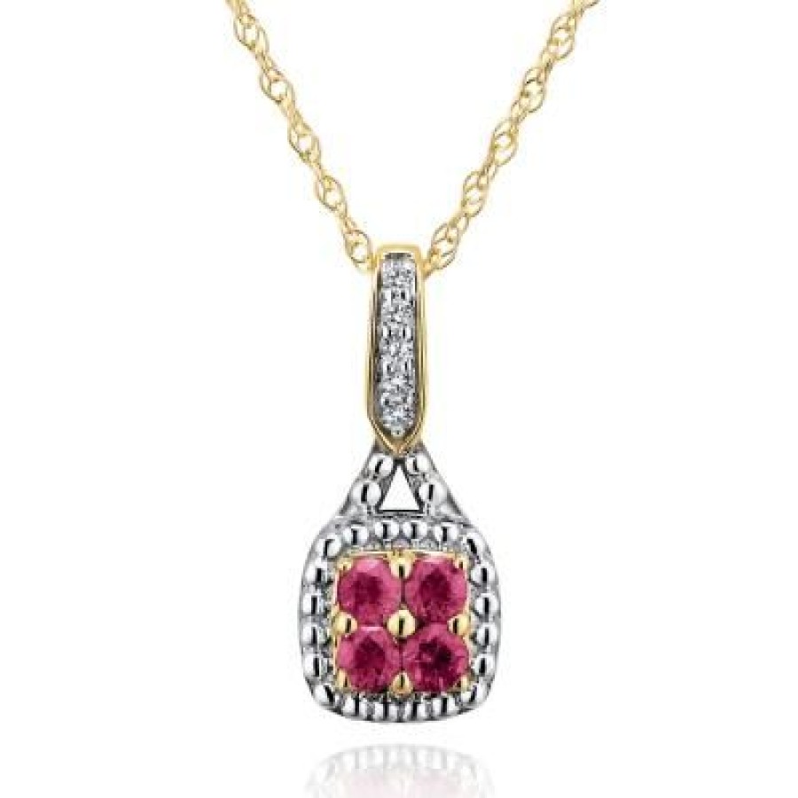 Joyeria Fina GVR | Dije C/Cadena Oro Bicolor Con Diamante Y Rn637