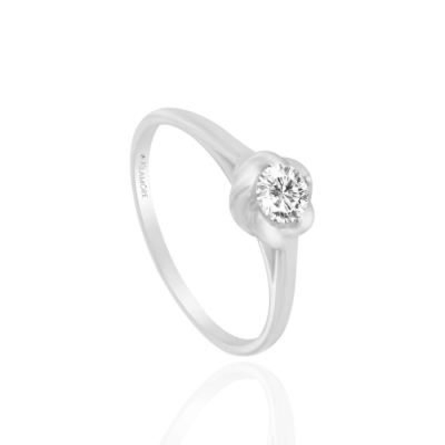 Joyeria Fina PEDIDO | Anillo De Compromiso Cucarda Bb232 Oro Blanco