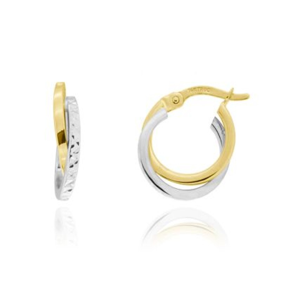 Joyeria Fina GVR | Arracadas Oro Amarillo Y Blanco 14K