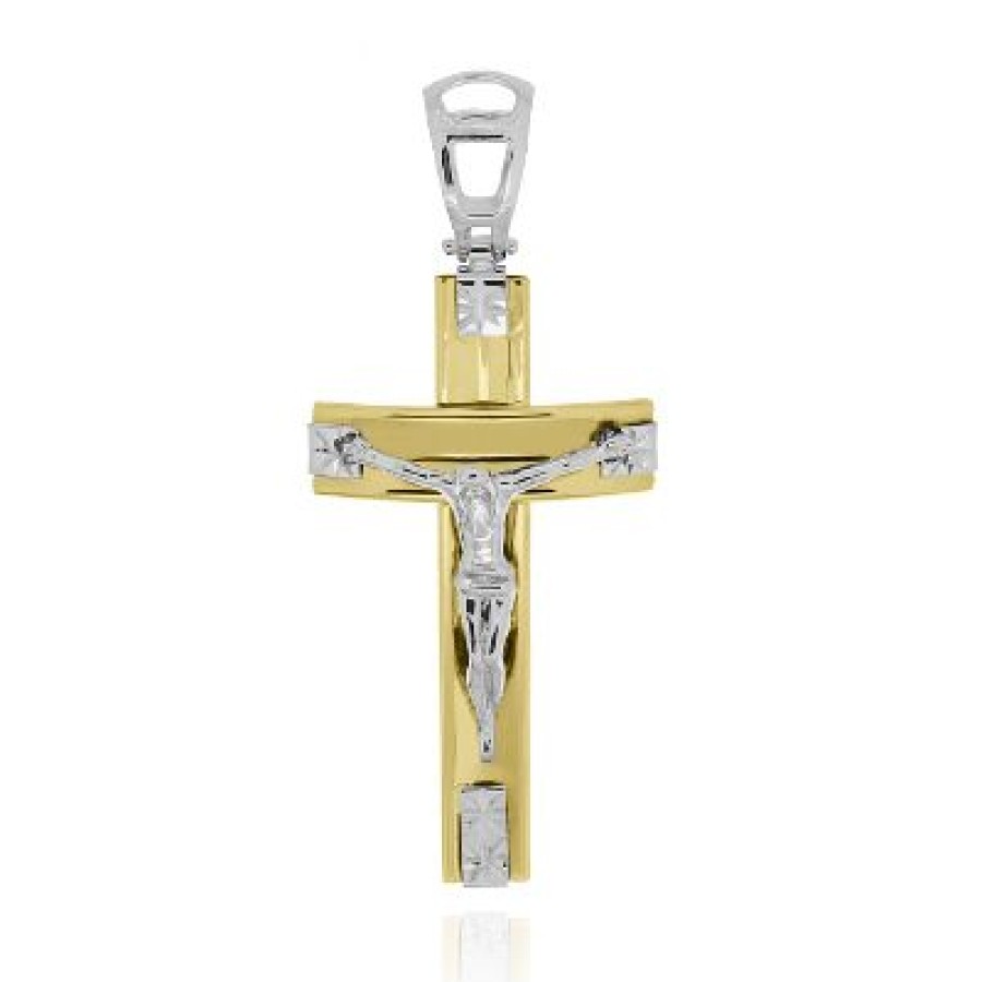 Joyeria Fina GVR | Cruz Oro Amarillo Cristo Oro Blanco 14K