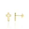 Joyeria Fina GVR | Broqueles Cruz Oro 14K Con Madre Perla