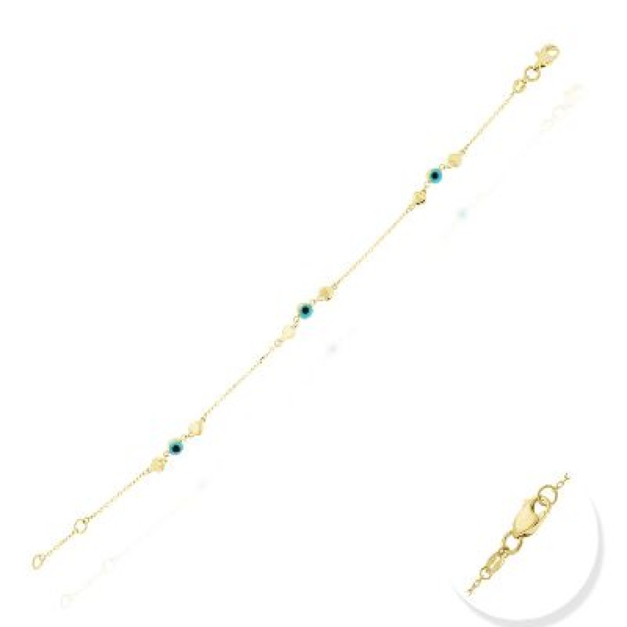 Joyeria Fina GVR | Pulsera Ojo Y Corazon Oro 14K