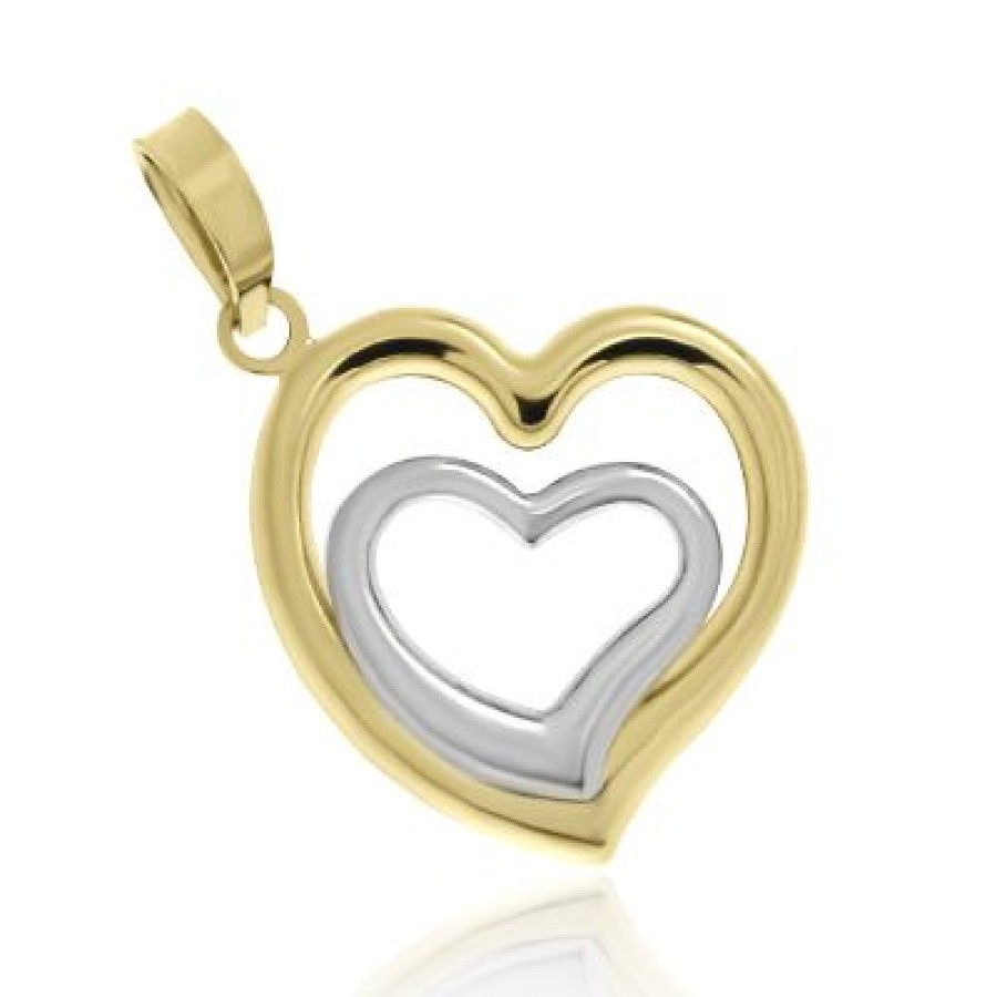 Joyeria Fina GVR | Dije Corazones Oro Amarillo Y Blanco 14K