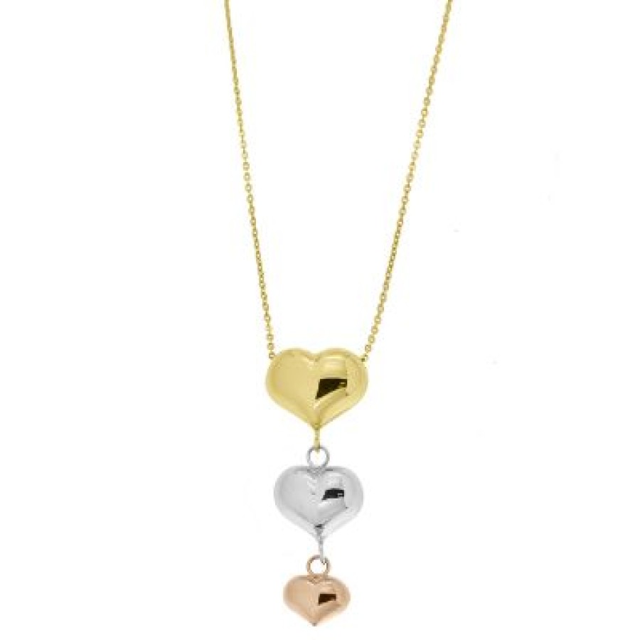 Joyeria Fina GVR | Gargantilla Corazones Oro Florentino 14K