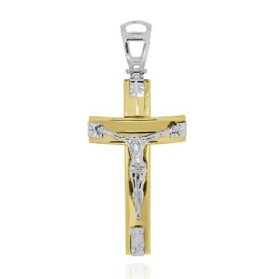 Joyeria Fina GVR | Cruz Oro Amarillo Cristo Oro Blanco 14K