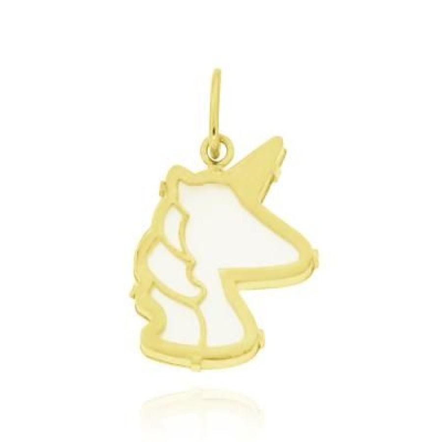 Joyeria Fina GVR | Dije Unicornio Oro Con Madre Perla Jl939