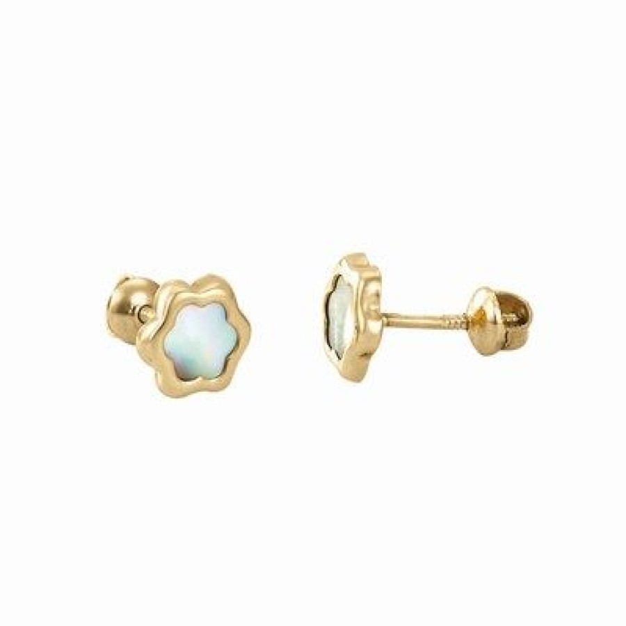 Joyeria Fina GVR | Broqueles Oro 14K Con Madreperla